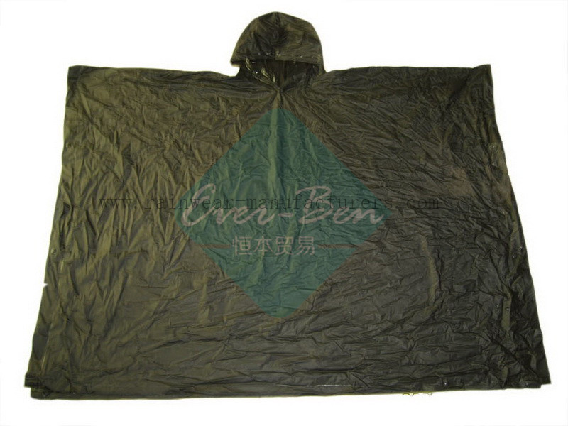Black Strong PVC heavy duty rain poncho